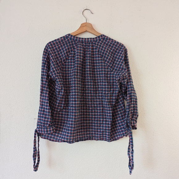 Madewell Tie Sleeve Popover Top Whitby Plaid - Picture 6 of 8